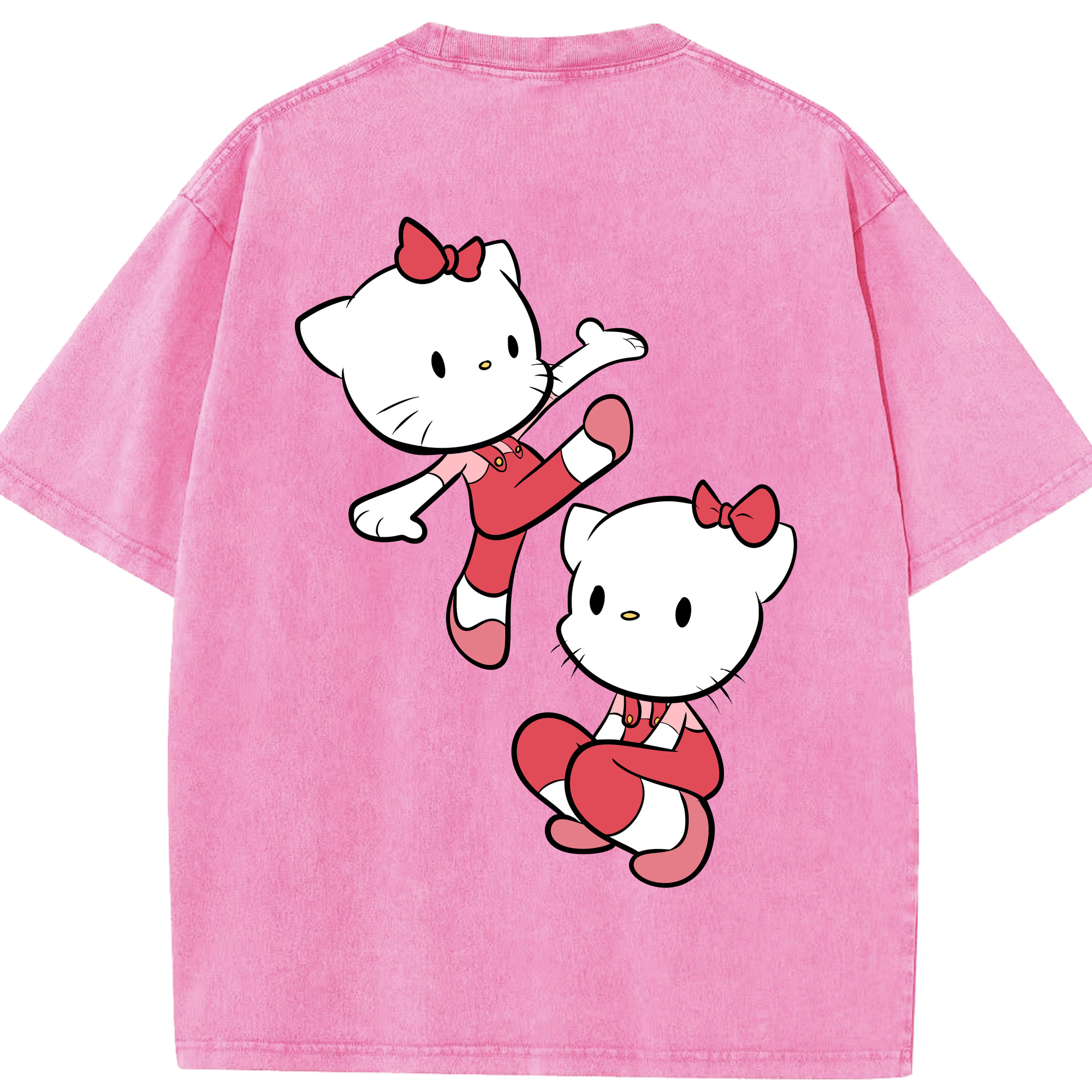 （画像用） Hello Kitty ハローキティ 綿100% ヴィンテージ風 半袖Tシャツ（背面プリント）